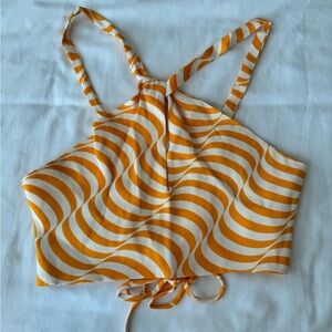 Zara Orange/White Swirl Design Crop Top | Size Small